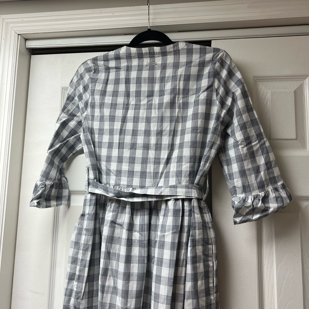 Barbour Seamills Midi Dress Checkered Gingham Prairie Dress - Picture 8 of 9
